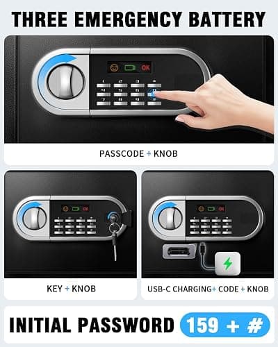 RETLLAS 2.5 Cu Ft Safe Box for Home Steel Electronic Digital Safety Box Personal Security Lock Box with LED Sensor Light Emergency Type-C External Charge for Money Jewelry Documents thumbnail 3