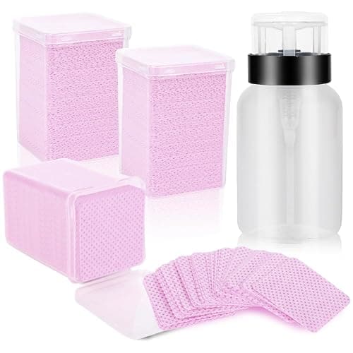 ShanySheny 600PCS Lint Free Nail Wipes with 7.1oz Acetone Dispenser | Non-woven Fabric, Acetone Safe, BPA Free, for Toner, Micellar Water, Makeup Remover, Alcohol, Nail Polish Remover - Image 1