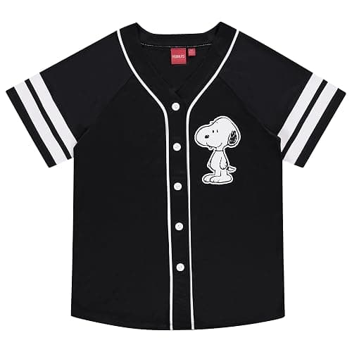 Peanuts Snoopy Baseball Jersey Mesh Button Down Baseball Jersey - Image 1