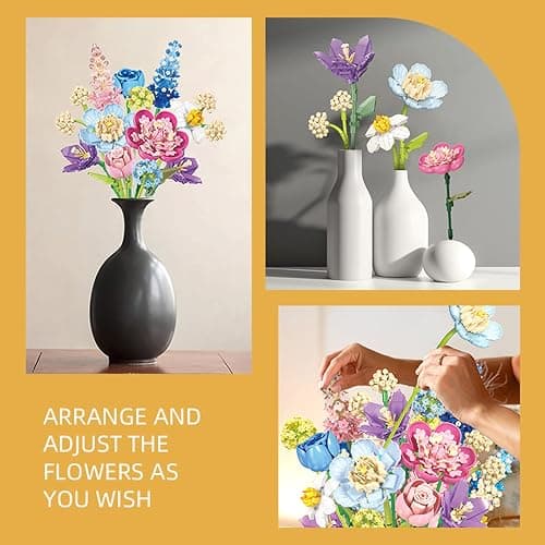 Flowers Building Set 865 PCS Flowers for Adults and Kids, DIY Building Toys with Vibrant Colors and Exceptional - Great Home Decor Gift for Christmas, Valentine's Day, Mother's Day - 13 Flowers thumbnail 4