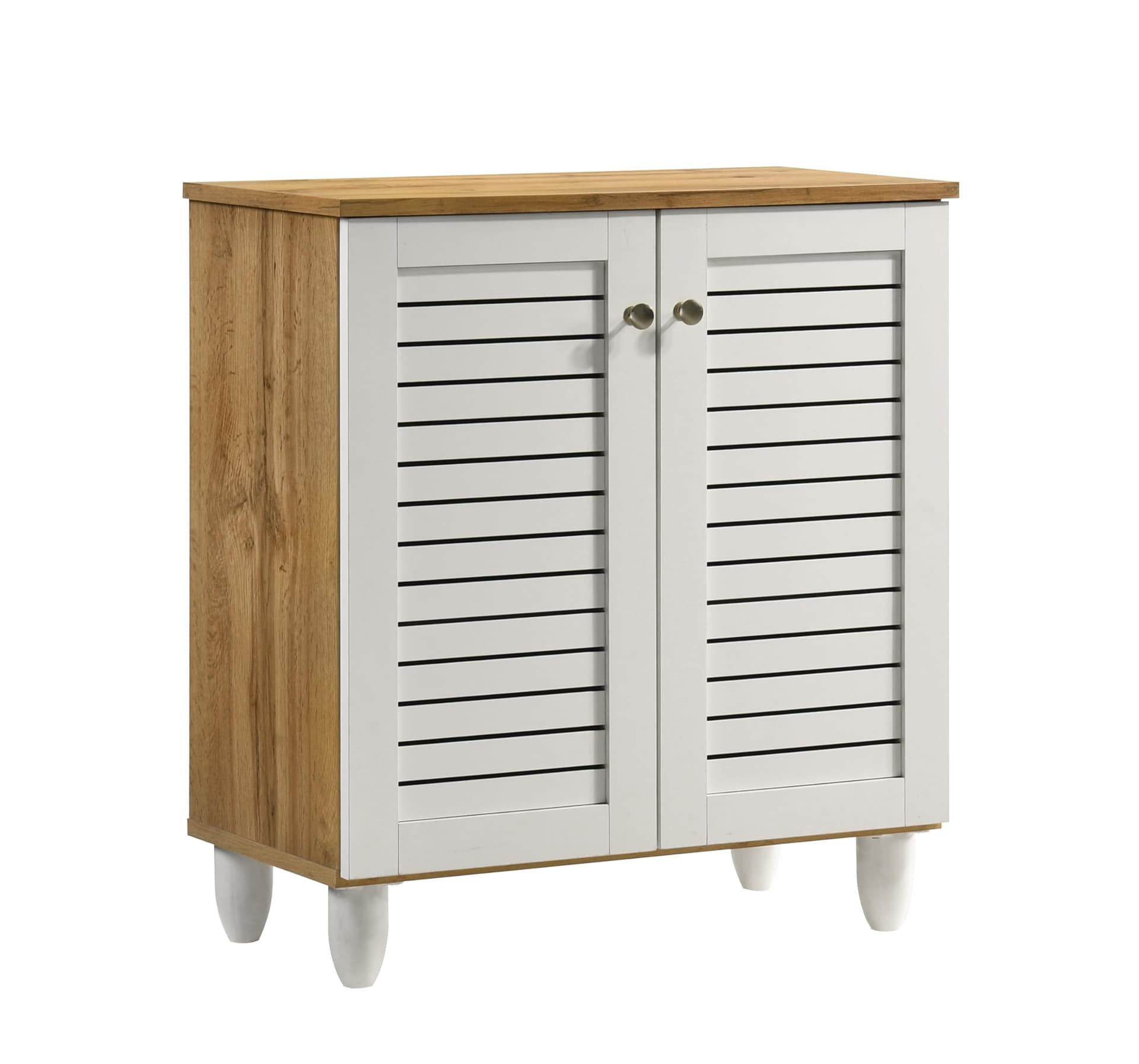 DeckUp Capri 2-Door Engineered Wood Shoe Rack (Wotan Oak & White, Matte Finish) thumbnail 5