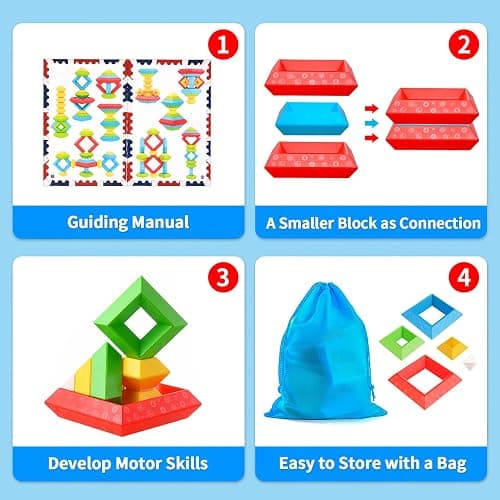 Hieoby Montessori Toys for 1 2 3 4 Year Old Boys Girls Toddlers Preschool Learning Activities 30Pcs Building Blocks Stacking Educational Toys STEM Sensory Gifts for Kids Age 1-2 2-4 thumbnail 3