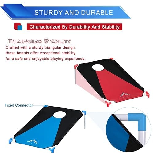 Himal Portable PVC Framed Cornhole Game Set with 8 Bean Bags and Carrying Bag (Blue-Red,3 x 2-feet) thumbnail 3