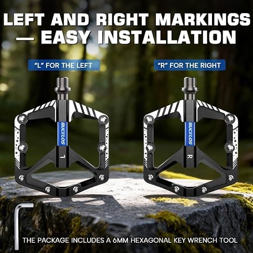 Mountain Bike Pedals MTB Flat Non-Slip Aluminum Alloy Bicycle Pedals with Reflectors Sealed Bearings Bicycle Platform Pedals 9/16" for Adult Road Gravel Bikes Ebike thumbnail 5