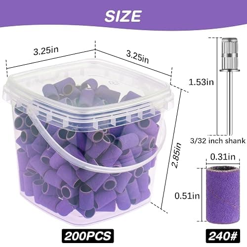 Rolybag Sanding Bands for Nail Drill 240 Grit Extreme Fine Nail Sanding Bands 200Pcs Purple Professional Sanding Bands and 2Pcs Nail Drill Bits for Manicures and Pedicure thumbnail 7