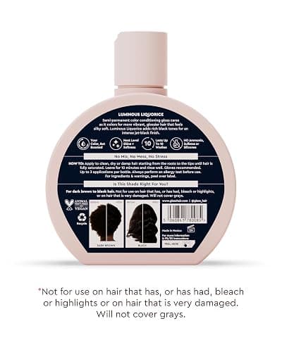 Glaze Supergloss Color Conditioning Gloss With Dispensing Pump – Hydrating Semi-Permanent Color Hair Gloss & Shine Boost – For Dark Brown Hair to Black Hair – 6.4 Fl Oz - Luminous Licorice thumbnail 7