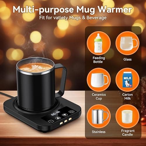 Coffee Mug Warmer & Mug Set for Desk, Electric Coffee Cup Warmer with 16oz Heated Mug, Temperature Control Smart Coffee Heater with Auto Shut Off & 9 Temp Settings, Gifts for Men Women, Black thumbnail 5
