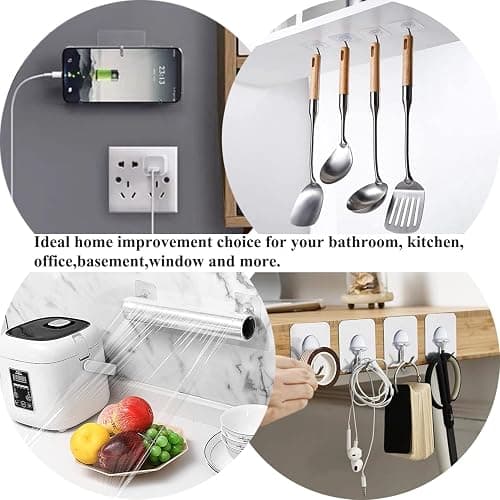 Adhesive Hooks for Hanging Heavy Duty Wall Hooks Self Adhesive Towel Coat Hooks Waterproof Transparent Hook for Bathroom Shower Kitchen Keys Door Outdoor Home Improvement Utility Hook 12 Pack thumbnail 5