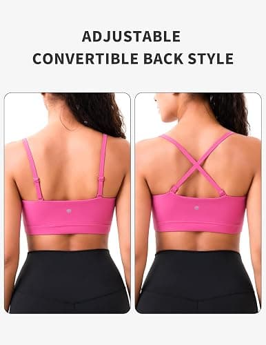 YUNOGA Womens Adjustable Spaghetti Thin Strap Sports Bra Square Neck Padded Wireless Workout Yoga Bra thumbnail 6
