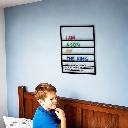 Metal Teen Boy Room Wall Decor I Am A Son of The King Wall Art Sign for Boys Bedroom Playroom Living Room Bathroom Motivational Sculptures Colorful thumbnail 5
