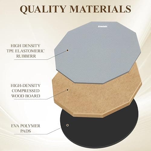 Drum Practice Pad Snare Drum Stand Set 12 In With Double Sided Silent Drum Pad, Drum sticks,Carrying Bag Adjustable Stand (Grey) thumbnail 4
