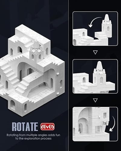 dOvOb Architectural Transformable White Castle Building Blocks Set - 668PCS Construction Magic Maze Mode Collectible Display Set for Adults and Teen thumbnail 5