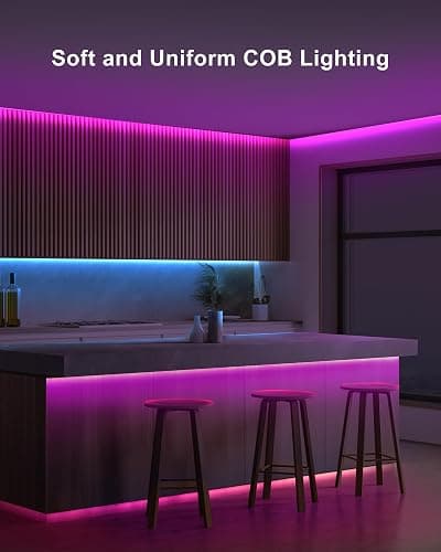 Tatazone 4.92ft Bluetooth RGB COB Led Strip Lights with Remote, Dimmable Smart App Led COB Light Strip, Color Changing Music Sync, Indoor RGB Led Lights for Bedroom, Home Decor, Party thumbnail 2