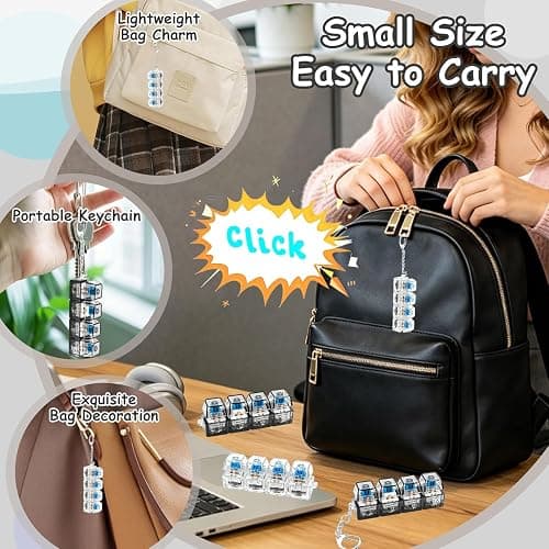 Boxgear 2 Pack Keyboard Fidget Keychain with LED Lights, 4-in-1 Stress Relief Clicker Toy, Keyboard Button Finger Clicker for Anxiety Relief, Sensory Decompression Toy for Kids & Adults (Transparent) thumbnail 4