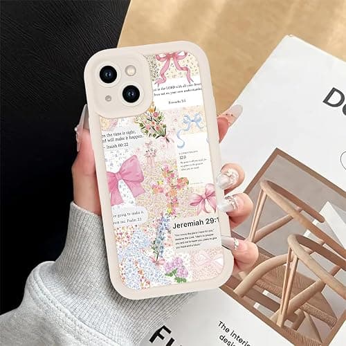 Aoldimu 2 Pack Collage Jesus Bible Verses Bow Phone Case for iPhone 13 mini 5.4" for Women Girls,God Jesus Faith Floral Bear Design Soft Shockproof Protective Cover for iPhone 13 mini thumbnail 5
