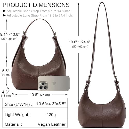 NIUEIMEE ZHOU Hobo Bags for Women Soft Vegan Leather Crescent Shoulder Handbag Slouchy Tote Crossbody Purses thumbnail 4