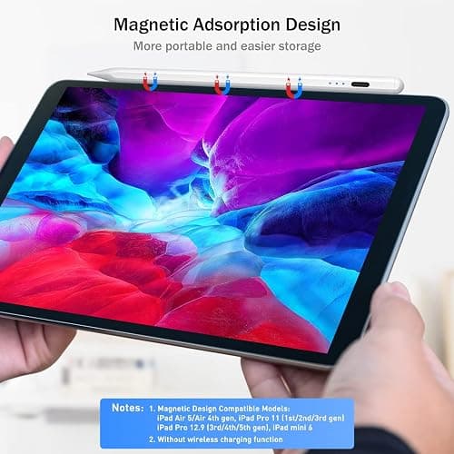 Cisteen Stylus Pen for iPad 2025-2018, Pencil for iPad 11th A16/10/9/8/7/6,Air 11/13 M2/M3,Pro 11/13 M4/M5,Pro 12.9",Air 5/4/3,Mini 7 A17 Pro/6/5,with Faster Charge,Tilt Sensor,Palm Rejection thumbnail 7