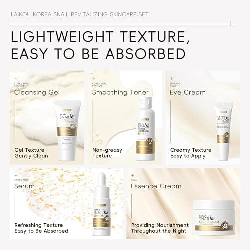 Korean Skin Care, Skin care set, Skin Care Kit Snail and Ginseng with Cleansing Gel, Toner, Eye Cream, Serum, Essence Cream 5pcs for Women Teen Girls Mom Daughter Mother's Day Birthday thumbnail 5
