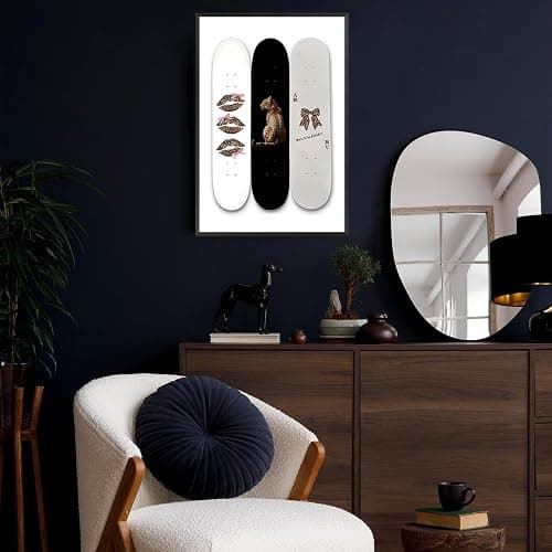 Trendy Black And White Skateboard Canvas Wall Art Vintage Ace Card Bow Born To Be Lucky Posters Pink Bow Leopard Sexy Lips Wall Decor For Girls Room Bedroom Dorm Apartmen 12x16in Wrapped Canvas thumbnail 5