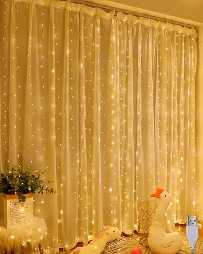 Lichtervorhang Warmweiß 200LED, 2mx2m LED Lichterketten Vorhang, Lichtervorhang innen USB Lichterkette LED Lichterkettenvorhang für Weihnachten Hochzeit Fenster Wand Zimmer Party Deko - Image 1