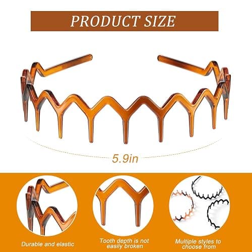 YONOY 6Pcs Zig Zag Shark Tooth Headbands Comb Zigzag Plastic Hoop U Shaped Shark Tooth Hair Bands Wavy teeth Hair Hoop Accessory for Women Lady Girl thumbnail 6