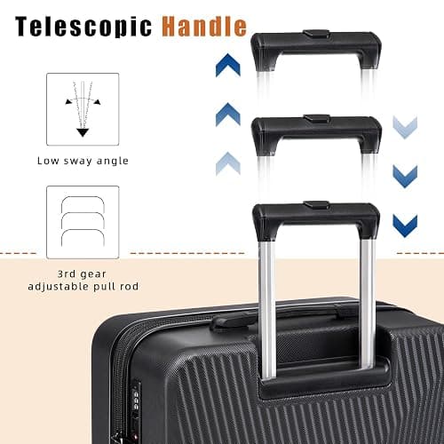Eeeza Expandable Carry on Luggage Sets,Suitcases with Detachable Wheels Hardshell 22x14x9 Airline Approved,Lightweight Luggage Set with TSA Lock,Carry on Suitcase thumbnail 5
