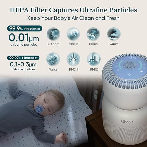 LEVOIT Air Purifier for Baby with White Noise Sound Machine and Blue-Light-Free Night Light in Bedroom, HEPA Filter Removes Ultrafine Particle, AHAM VERIFIDE, 5 Air Quality Monitor, Smart WiFi, Sprout thumbnail 4