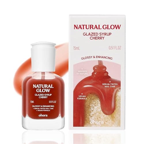 ohora 2-in-1 Sheer Nail Polish & Strengthener(Cherry) | Tinted Nail Concealer | Nail Hardener for Weak, Damaged Nails | Nail Care Polish with Glossy Finish | Glazed-Syrup Formula, 15 mL - Image 1
