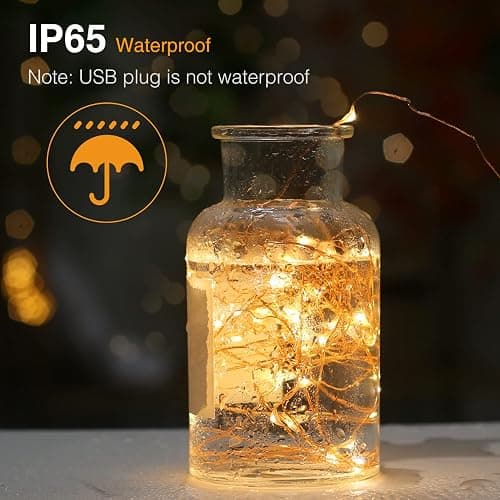 litogo 2 Packs Fairy Lights USB Plug in, 39ft 120 LED String Lights with Remote Control, 8 Modes/Timer Twinkle Lights Dimmable, Warm White Lights for Bedroom Christmas Indoor Decor thumbnail 4