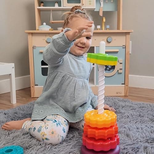 LUCKFUTURE Spinning Stacking Toys, Educational Toddler Toy Stacking Rings Baby Toys, Montessori Toy for Girls and Boys, Spin Gears Christmas Birthday Gift for 1-3 Year Old thumbnail 2