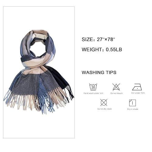 SOJOS Classic Plaid Tartan Scarf for Women Men Soft Scarves SC316 thumbnail 3