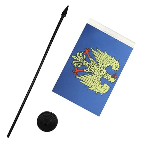 Friuli-Venezia Giulia Table Flag 5'' x 8'' - Italy - Italian Region Desk Flag 21 x 14 cm - Black plastic stick and base - AZ FLAG thumbnail 3