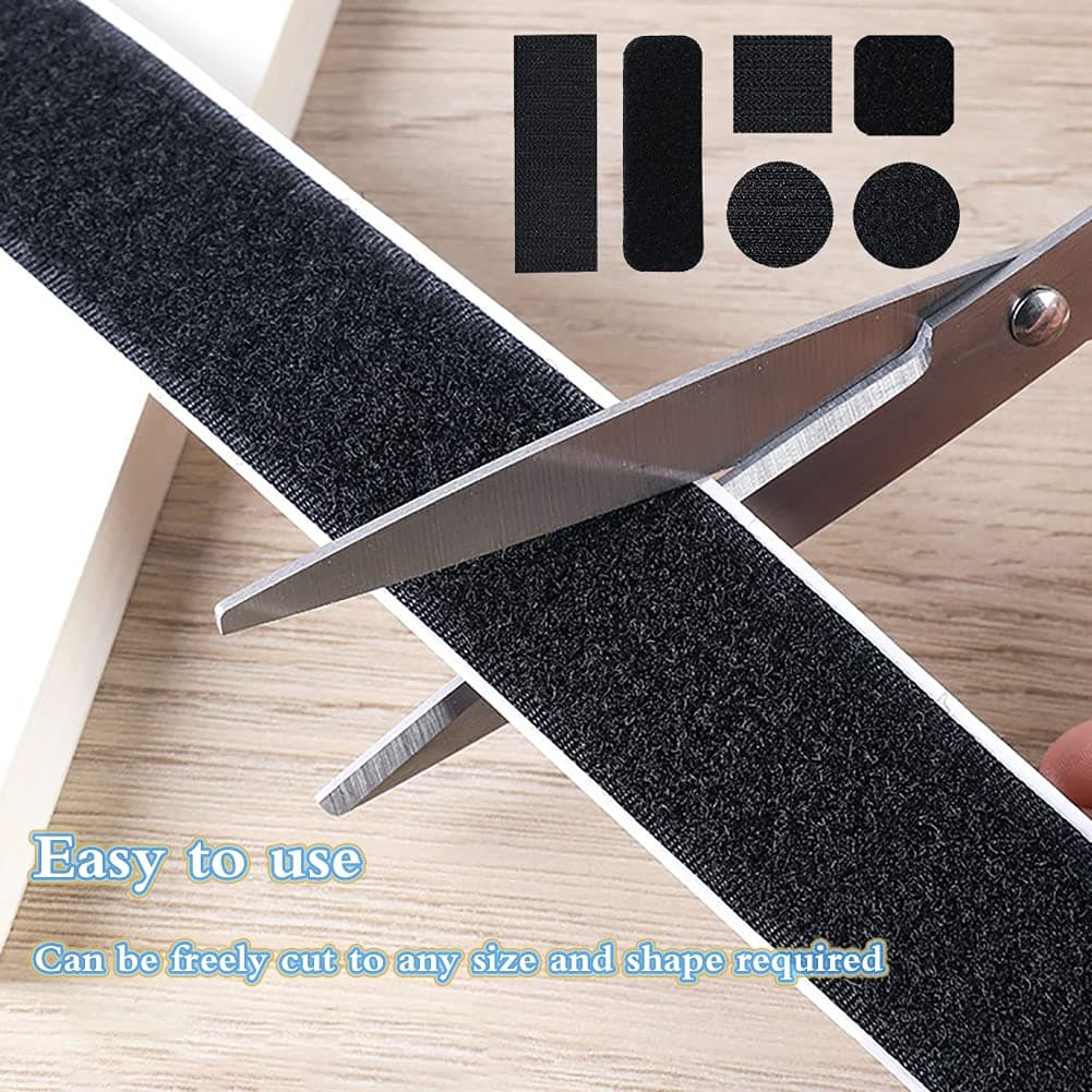 5M Adhesive Velcro Tape Roll, Black Heavy Duty Double Sided Sticky Strips, Industrial Strength, Sticky Closure, Interlocking Closure, 50mm Width thumbnail 4