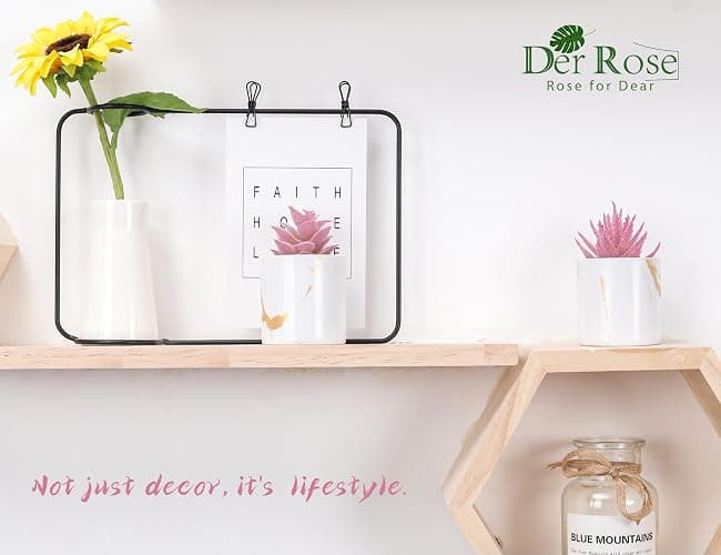 Der Rose Set of 2 Succulents Plants Artificial Mini Fake Succulents Plants for Office Desk Accessories for Women Pink Home Vanity Decor thumbnail 4