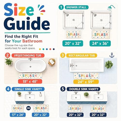 HAIWAOO Splash Bathroom Rug 17x24, Soft Colorful Letter Bath Mat, Absorbent Microfiber Bath Rug with Non Slip Backing, Machine Washable Rug for Kids and Family Bathroom, Tub, Shower, Sink thumbnail 6