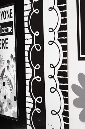 Teacher Created Resources Black with White Squiggles Die-Cut Rolled Border Trim - 50ft - Decorate Bulletin Boards, Walls, Desks, Windows, Doors, Lockers, Schools, Classrooms, Homeschool & Offices thumbnail 4