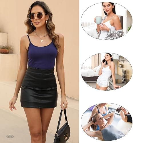 BQTQ 5 Stück Spaghetti Top Damen Unterhemd Spaghettiträger Tank Top mit Verstellbarer Strap Basic Cami Tank Top für Frauen und Mädchen thumbnail 6