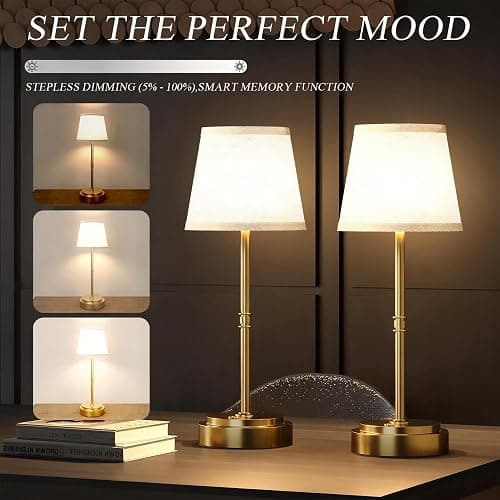 Litluzecozy Cordless Table Lamp - 7500mAh Longest Lasting Battery Operated Lamp, 1 Pack Antique Brass Aesthetic Cozy Rechargeable Desk Lamp for Kitchen Counter, Dining Room & Restaurant Centerpiece thumbnail 7
