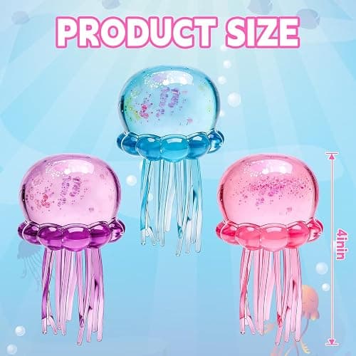 Jellyfish Squishy,Jellyfish Design Squeeze Stress Ball,Drop Malt Sugar Balls for Anxiety Stress,Sensory Toy with a Super Solid Squish for Adult (Blue) thumbnail 3