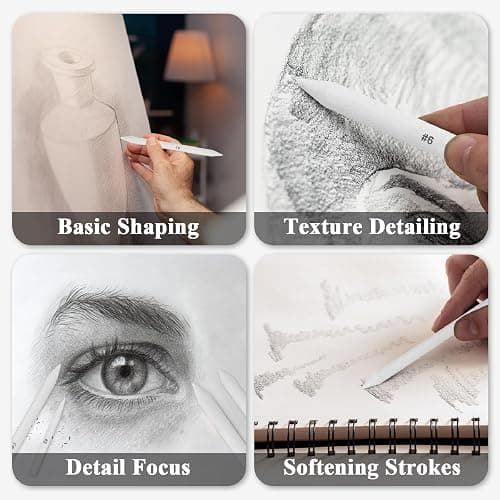Aenir Blending Stumps for Drawing, Tortillons Blending Stumps Set of 13 Pack with Sandpaper Pencil Sharpener, Paper Art Blenders Tools for Charcoal, Graphite, Drawing Tools for Artists. (13) thumbnail 6