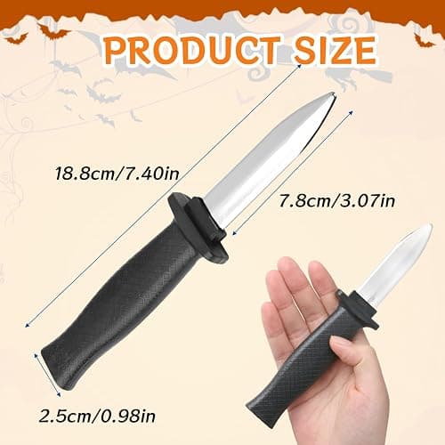 SRLWMYI 4 PCS Retractable Fake Knife Retractable Plastic Knife Toy Knife Gag Magic Toy Fake Dagger Halloween Joke Disappear Blade Trick for Playing Joke Prop Costume Disappearing Dagger thumbnail 3