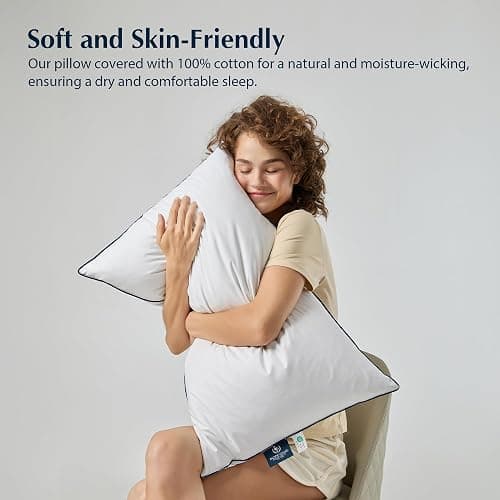Pacific Coast Pillows Queen Size Set of 2, Goose Feather and Down Pillow for Sleeping, Hotel Collection Bed Pillows for Side Sleepers and Back Sleeper thumbnail 3