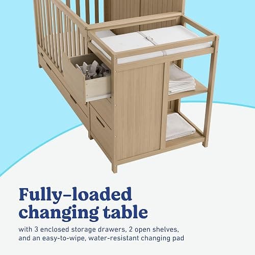 Graco Hadley 5-in-1 Convertible Crib & Changer, Driftwood | GREENGUARD Gold Certified, Fits Standard Crib Mattress, Converts to Toddler Bed and Full Bed, 4 Adjustable Mattress Heights thumbnail 7