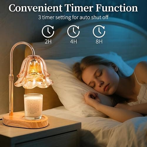 Flower Candle Warmer Lamp with Timer - Dimmable Electric Candle Lamp, Birthday Gifts for Women Mom, House Warming Gifts New Home Decor, Adjustable Wax Wamer Light for Jar Candles thumbnail 5