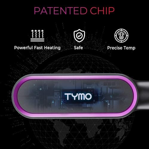 Hair Straightener Brush, TYMO Ring Hair Straightener Comb Straightening Brush for Women with 5 Temps 20s Fast Heating & Dual Voltage, Black thumbnail 4