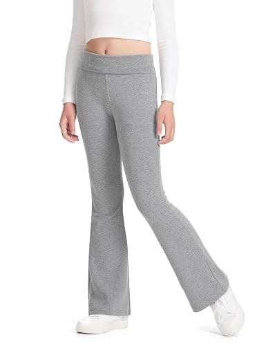 BOOPH Girls Leggings Kids Flare Leggings Fold Over Waistband Casual Bell Bottom Pants for Teens - Image 1