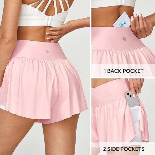 IUGA Athletic Shorts for Women High Waisted Workout Running Shorts Crossover Flowy Butterfly Preppy Clothes Skorts for Woman thumbnail 3