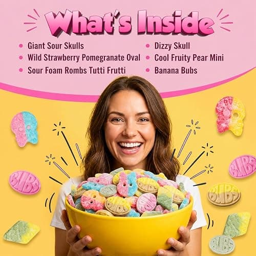 BUBS Swedish Candy Mix 1 lb - Authentic Sweet and Sour Swedish Gummies - Gelatin-Free Vegan Gummy Candy Assortment, Imported from Sweden - Foam Candy - Big Ovals, Dizzy Skulls, Tutti Frutti and More thumbnail 3