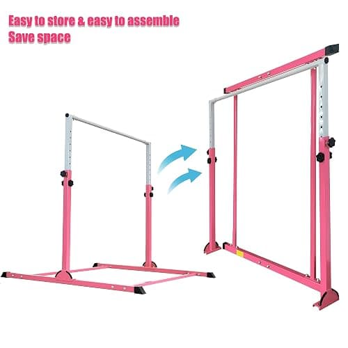 MARFULA Gymnastic Bar with 4 ft Inner Width 5 ft Adjust Height for Kids Kip Bar with 350 lbs Gymnastic Training Equipment for Kids 3-15 Years Home and Club Use thumbnail 5