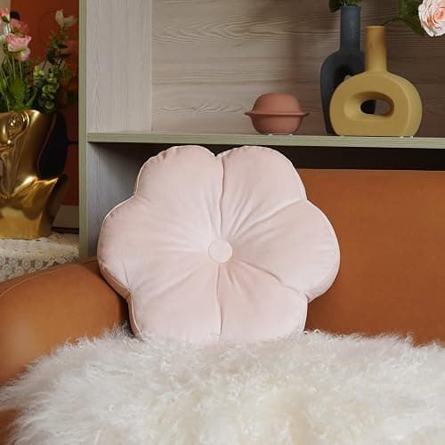 ARTMAGIC Flower Shaped Velvet Decorative Throw Pillow Cushion Ultra Soft Cute Floor Pillow for Couch Bed Sofa (Light Pink) thumbnail 7